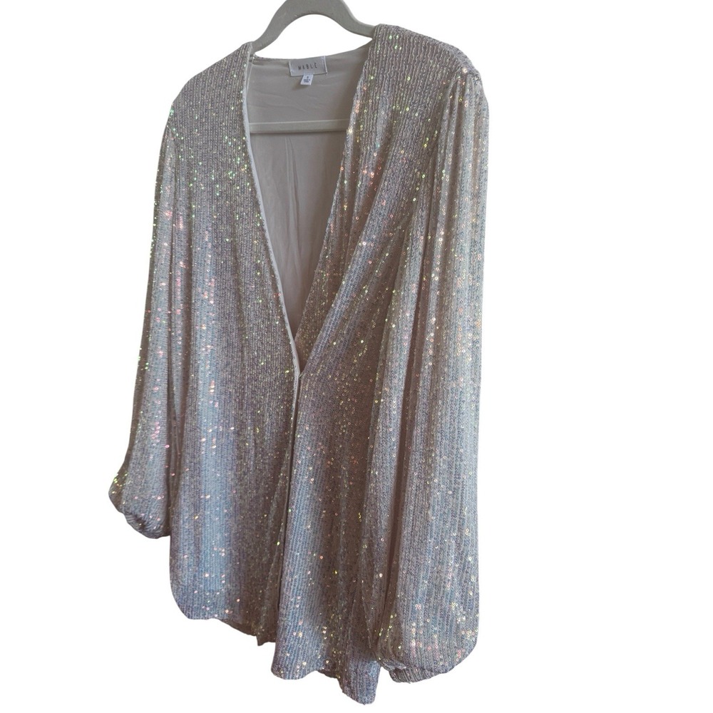 Mable Anthropology Sequin Mini Dress/Tunic Sz Small Bishop Sleeves *No Belt - Picture 2 of 10